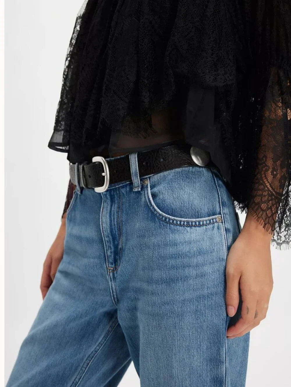 NWT Free People Rhea Leather Belt in Black